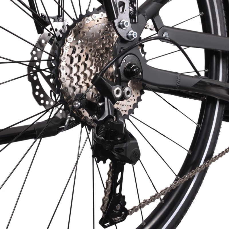 rower elektryczny trekkingowy MBM EREBUS kaseta i przerzutka Shimano Deore
